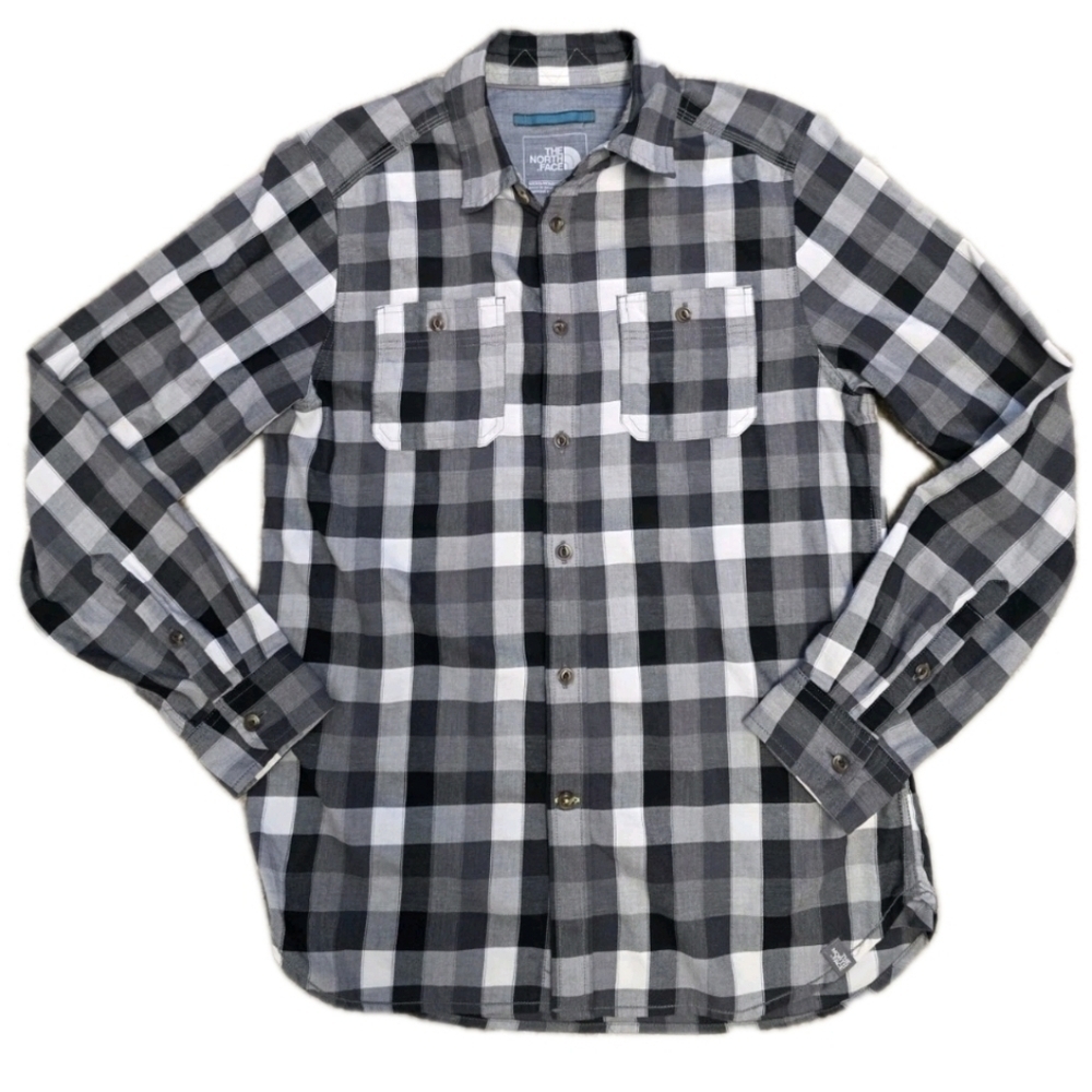 The North Face Shirt Mens Button Up Size Med Grey/Black Plaid Outdoor Checkered - Picture 4 of 6